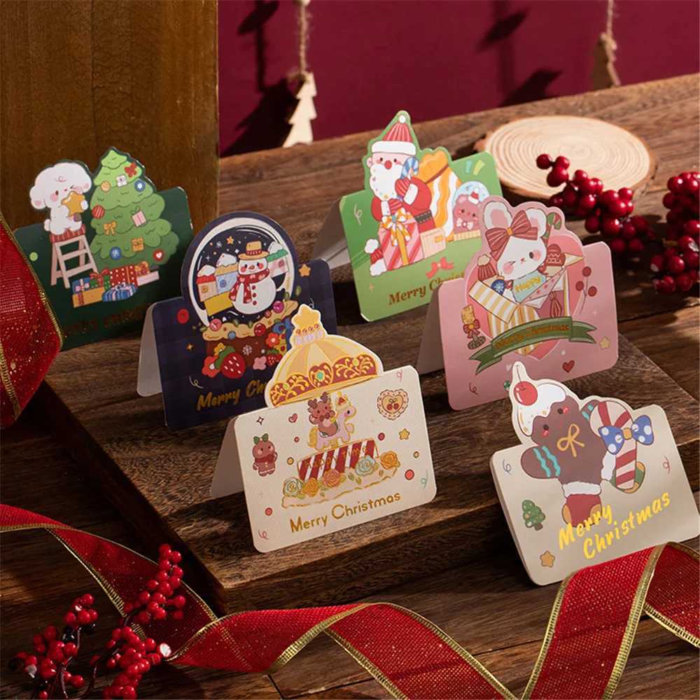 20pcs Merry Christmas Greeting Card Cute Santa Claus Snowman Cust Cartoon Blank Cards Christmas Party Invitation Card Gifts H251210