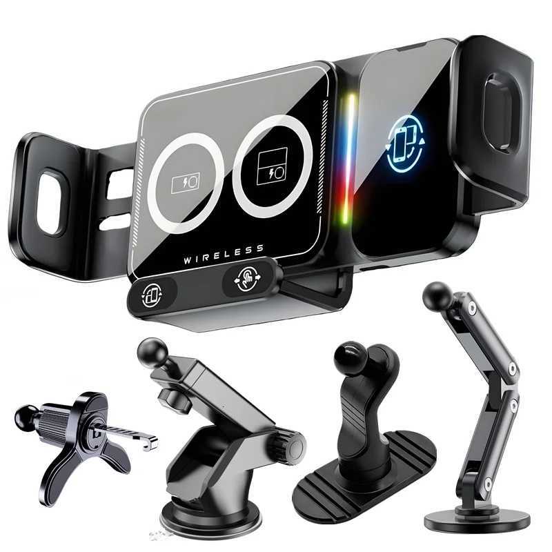 15W Car Phone Wireless Charger Holder Touch Rotate Stand for Galaxy Fold 6 5 4 3 Z Flip W23 W24 S25 Iphone 16 15 14 13 C251210