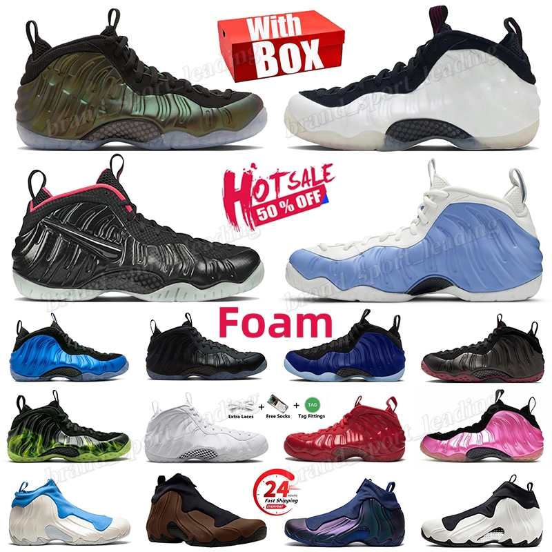Foam Men Basketball Shoes Pearl Pine Green Psychic Blue and Black Triple White penny Anthracite Black ParaNorman Black White Metallic Backboard Trainers Sneakers