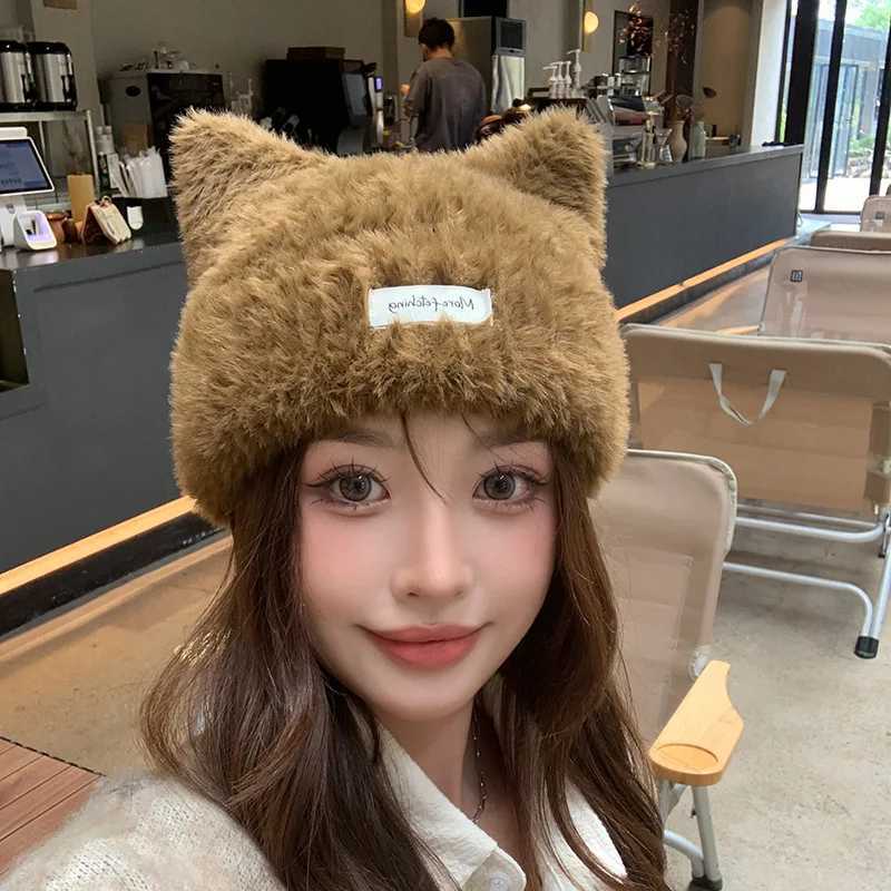Luxury Winter New Cute Cats ears Steamed cat-ear shaped bread Ear Protection Cold Hat Thickened Warm Hat Womens Windproof Plush Hat Y251209