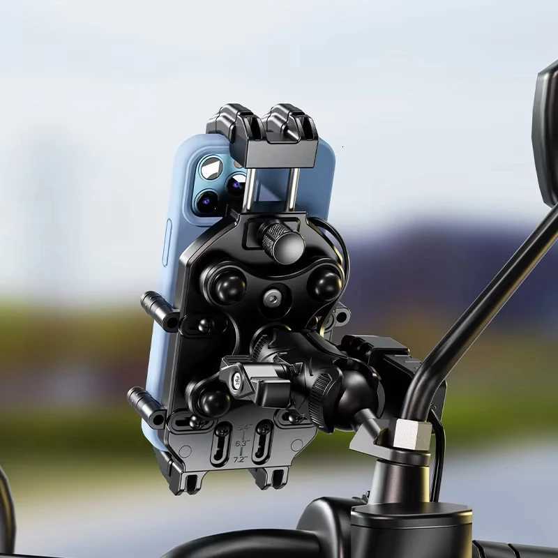 Anti-Theft Motorcycle Phone Mount with 15W Wireless Charger And 30W USB-C Charger for iPhone And Android Phones Handlebar Holder C251210