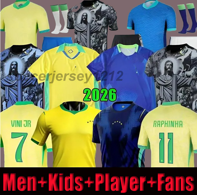 2026 Brasil footbal kit BrazilS Soccer Jersey 25 26 27 L.PAQUETA NEYMAR VINI JR. RICHARLISON football shirt G.JESUS T.SILVA BRUNO G. PELE CASEMIRO 2025 Men Kids