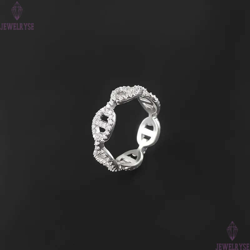 luxury classic letters pig nose ring for women shine crystal bling diamond charm elegant letter love rings jewelry