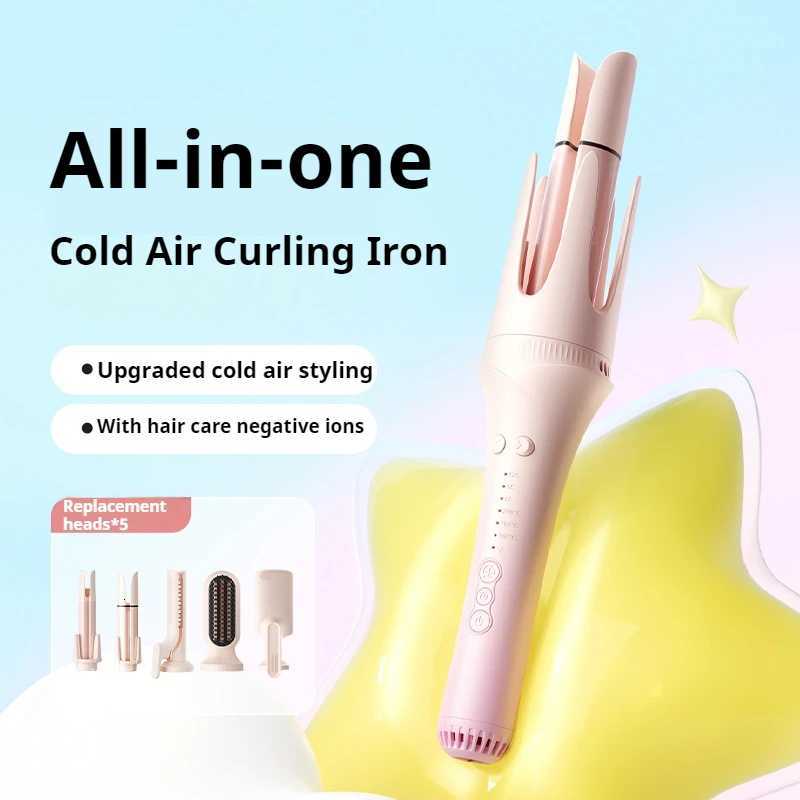 Automatic Curling Wand Iron Cold Air Setting Timer Guide Ceramic Coating Hot Air Brush For Long Curly Hair StylesT251210