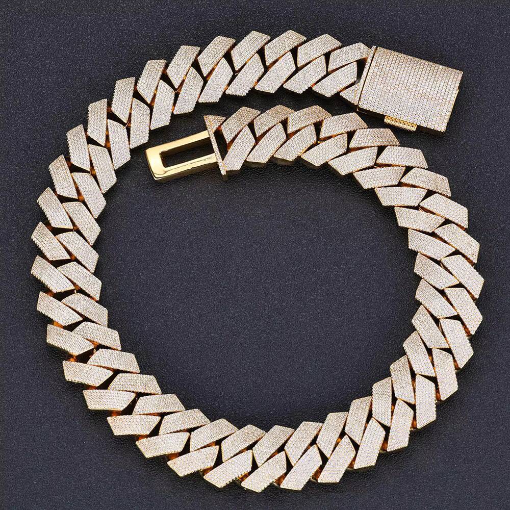 NUOYA Womens Hip Hop Necklace 26mm Iced Prong Cuban Link Chain Rose Gold Plated Brass 6 Row Diamond Cuban Chains