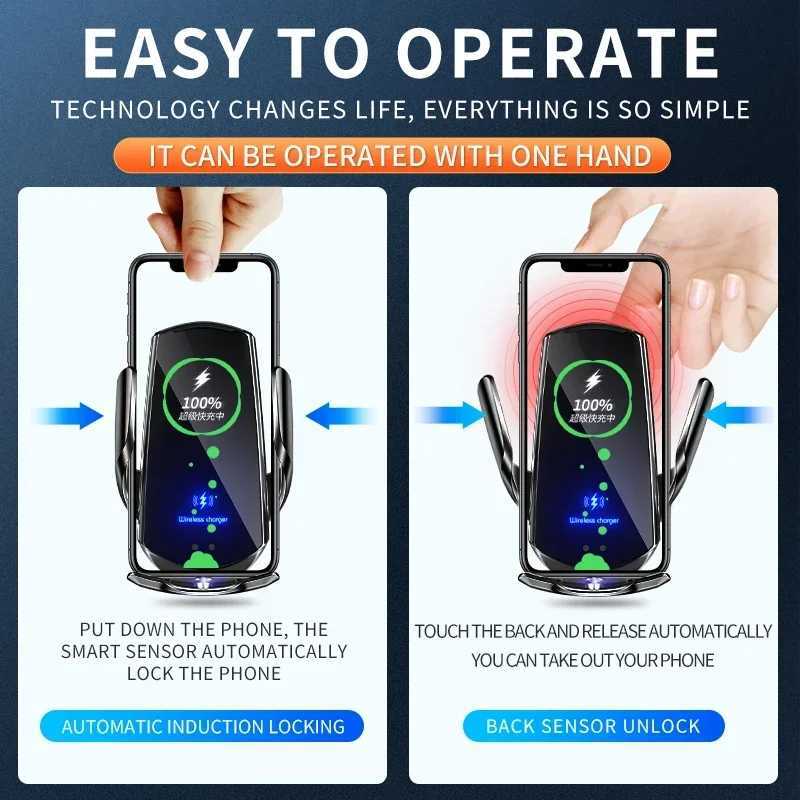 Q3 Smart Sensor Car Phone Wireless Charger 15W Fast Charging Auto-Clamping Car Phone Holder for iPhone and All Qi Enable Android C251210