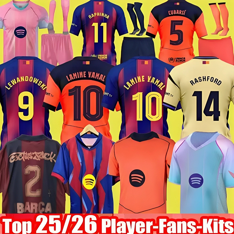 26 27 Barcelona LAMINE YAMAL Lewandowski Soccer JerseyS GAVI Raphinha FERRAN 2026 2027 Football Shirt Set F. DE JONG Men Women Kids Kit Camiseta Barcalona Travis