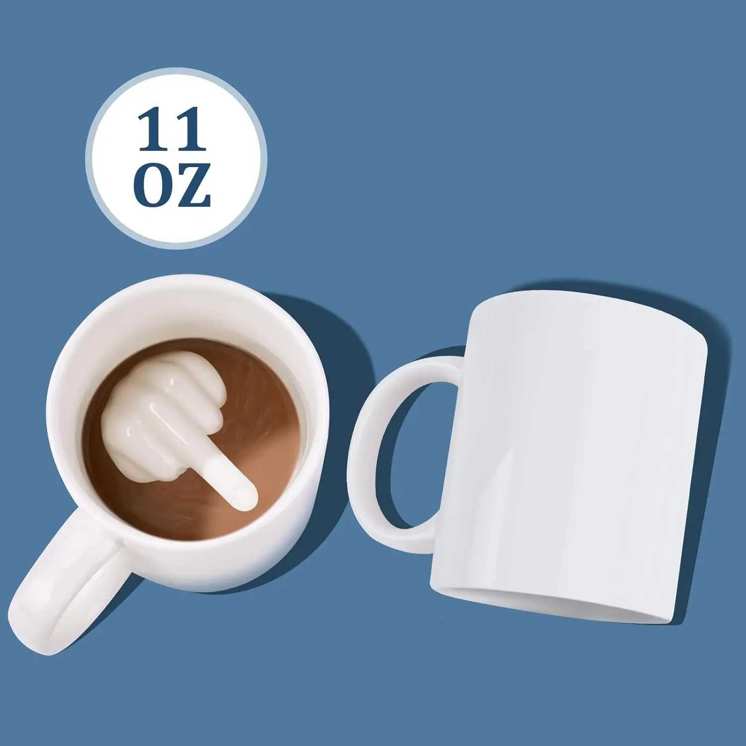 Middle Ceramic Mug Finger Cup Coffee Mug 3D Funny Women Men Water Tea Cup with Handle for Party April Fools Day Christmas Gift C251210