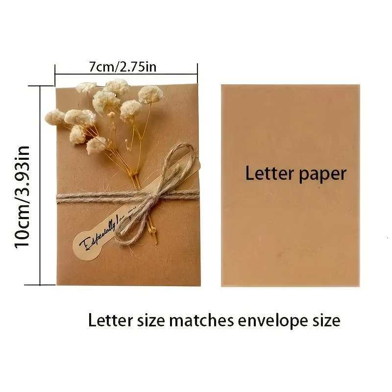 Handmade Kraft Paper Greeting Cards with Flowers For Birthday Christmas - Thank You and Blessing Cards Featuring An Angel Theme H251210