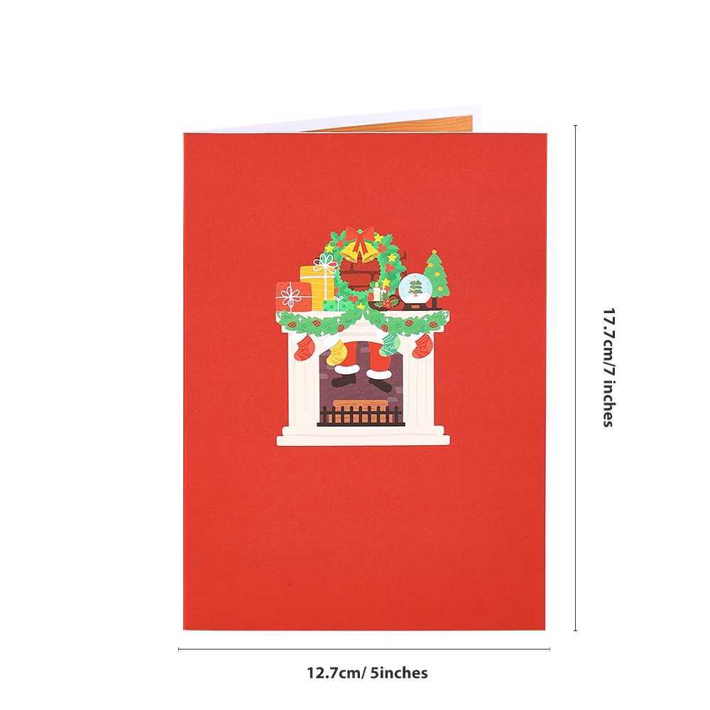 3D -Up Card with Christmas Fireplace Tree H251210