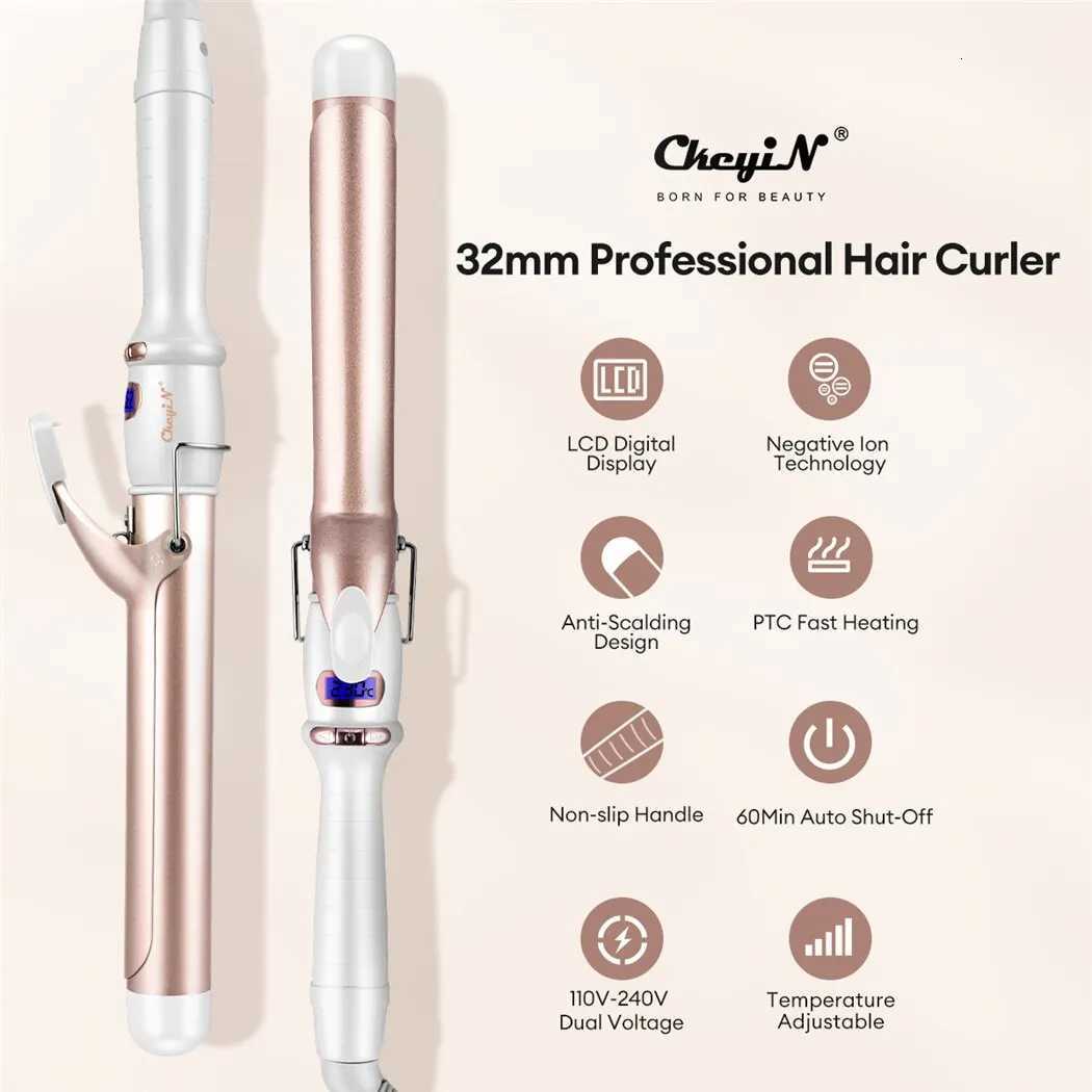 CkeyiN 32mm 38mm Electric Hair Curler for Women Professional Ceramic Curling Iron Adjustable Temperature Hair Styling ToolT251210
