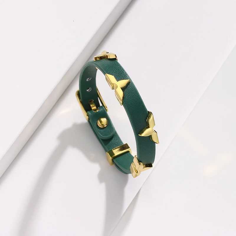 Fashion Leather Bracelet for Wen Men with Gold Tone Studs Adjustable Wristband 6 Available Tren Gift Y251210