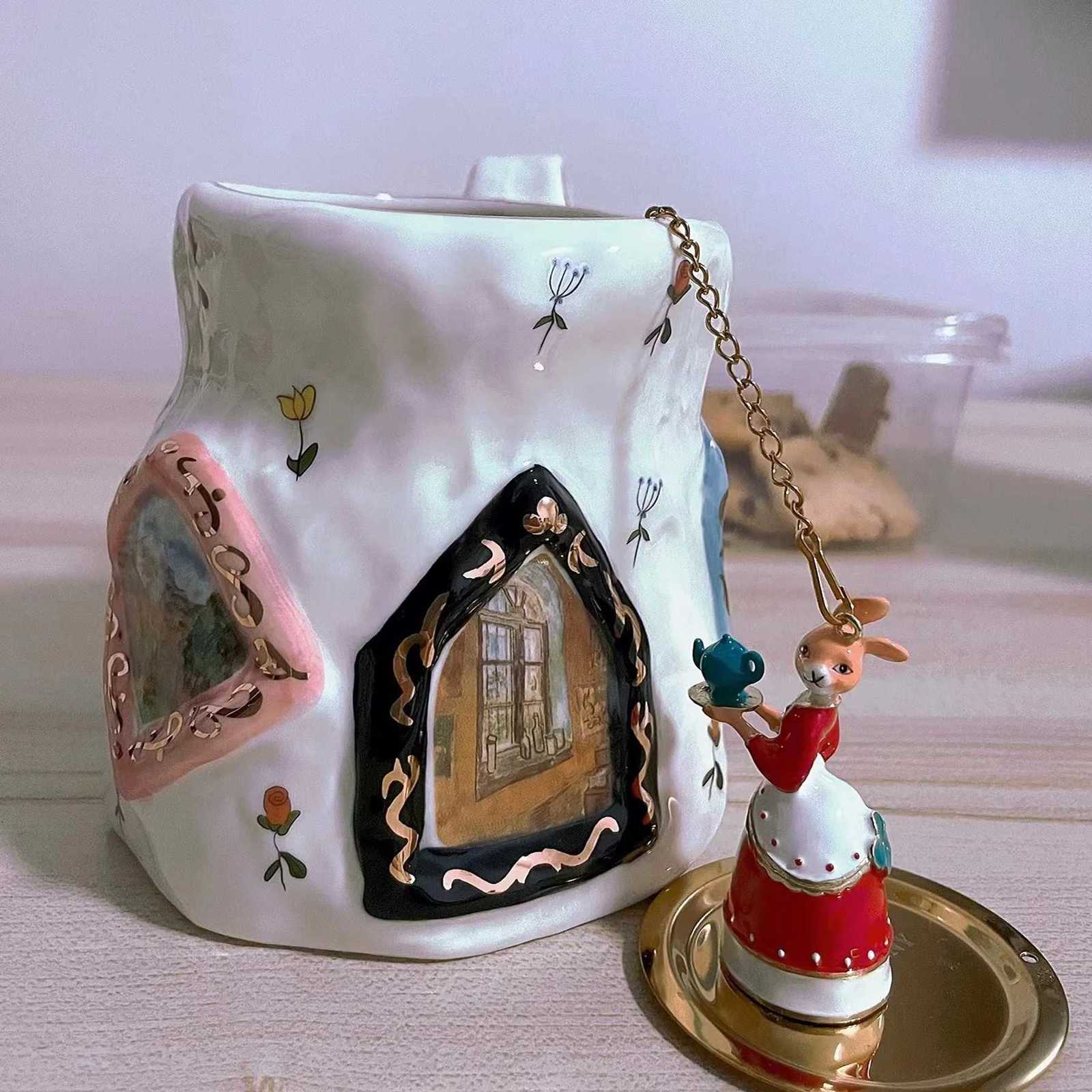 Retro Hand-painted Ceramic Mug Gold Painted Coffee Mugs Large Capacity Breakfast Milk Cups Couple Tea Cup Set Gift C251210