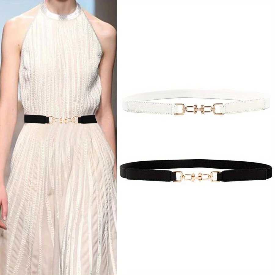 Luxury Women Fashion Waist Belt Narrow Stretch Dress Belt Simple Retro Buckle Waistband GM115 Y251210