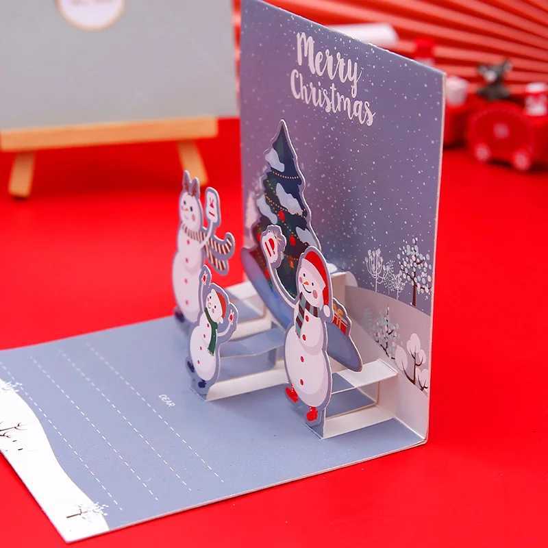 Christmas Card 3D UP Santa Cards Marry Christmas Greeting Cards Xmas Party Invitations Gifts New Year Greeting Card Kid Gift H251210