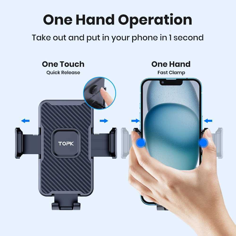 TOPK Car Phone Holder Mount Cradle for CarAdjustable in Vertical and Horizontal Directions with High Stability Strong Adhesion C251210