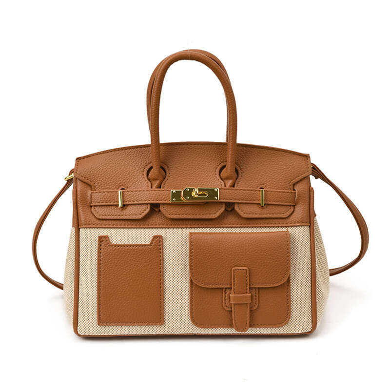 Fashion Color-Block Large Capacity New Commuter Versatile Crossbody High-End Feel Women's Handbag Platinum Bag