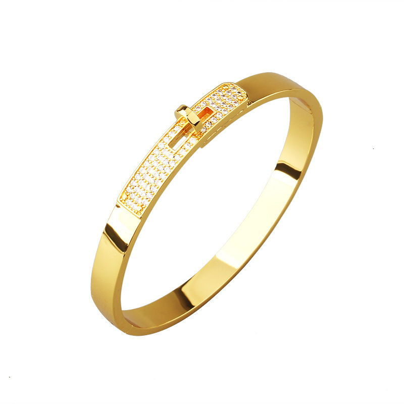 American Style Classic Hot-Selling Bracelet Simple Versatile Micro-Inlaid Zircon Button Bracelet Size 17 Unisex Jewelry