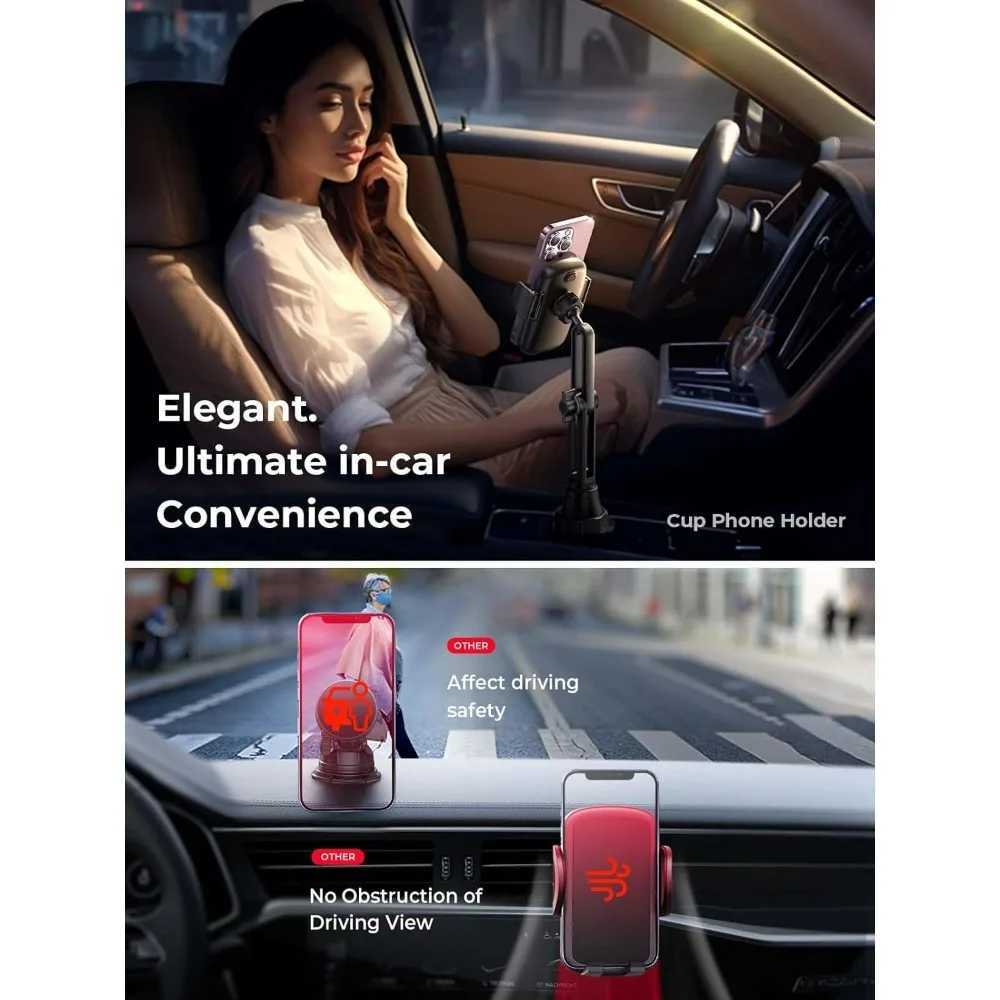 Upgraded Cup Phone Holder 360 Adjustable Fits all 4-7 Phones in golf Carts Cradles Universal Car MountCar Holder C251210