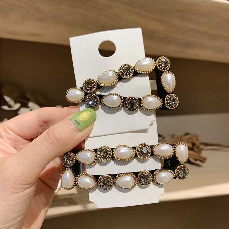 Vintage Metal Pearl Wen Hair Clip Pin Barrettes Fashion Golden Alloy Bear Rhinestone wer Hair Accories Hairpin Barrettes Y251210