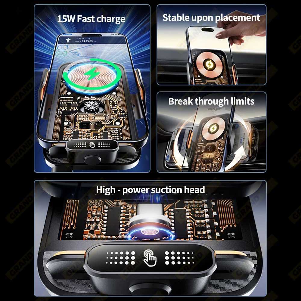 Car Phone Holder 66W Wireless Charger Mobile Phone Holder Intelligent Infrared Air Vent Clip for iPhone Universal C251210