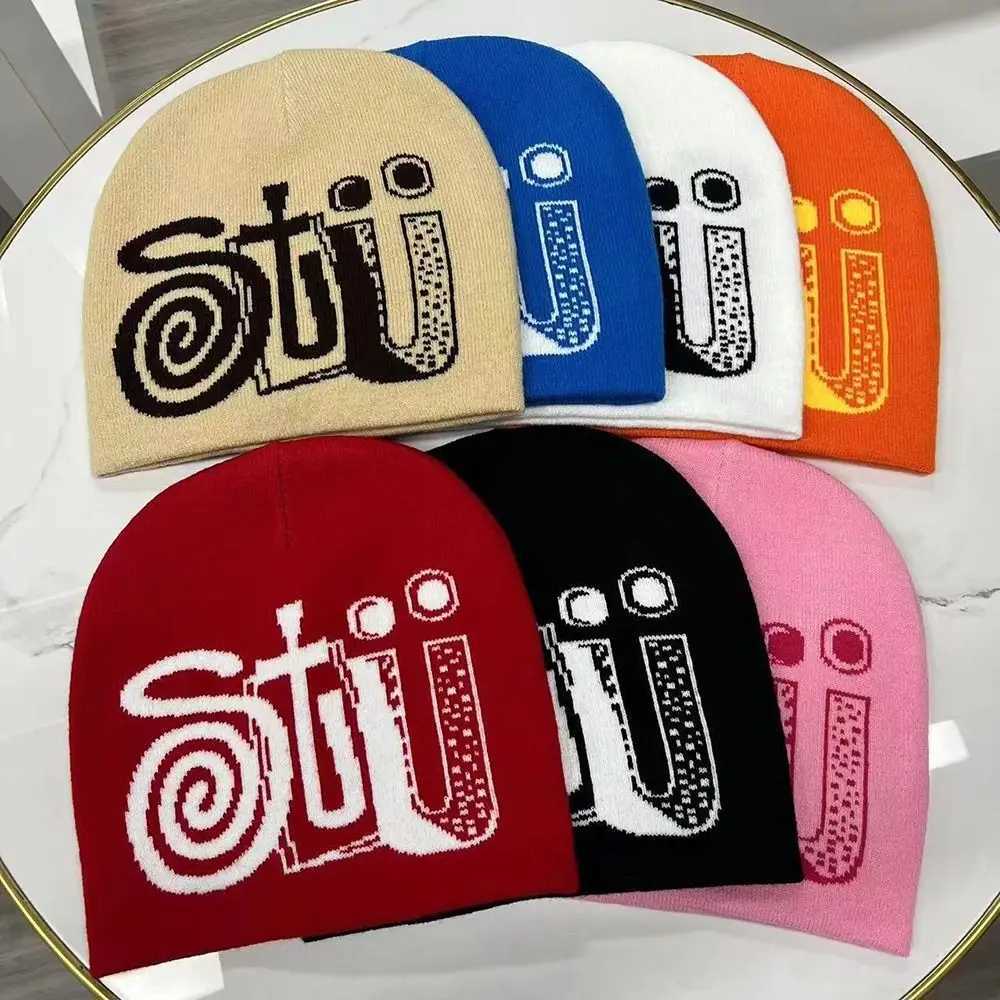 Luxury Letter Printing Knitting Cap Hat Gothic Warm Y2k Hip Hop Cap Ins Wool Acrylic Cold Cap Outdoor Y251209