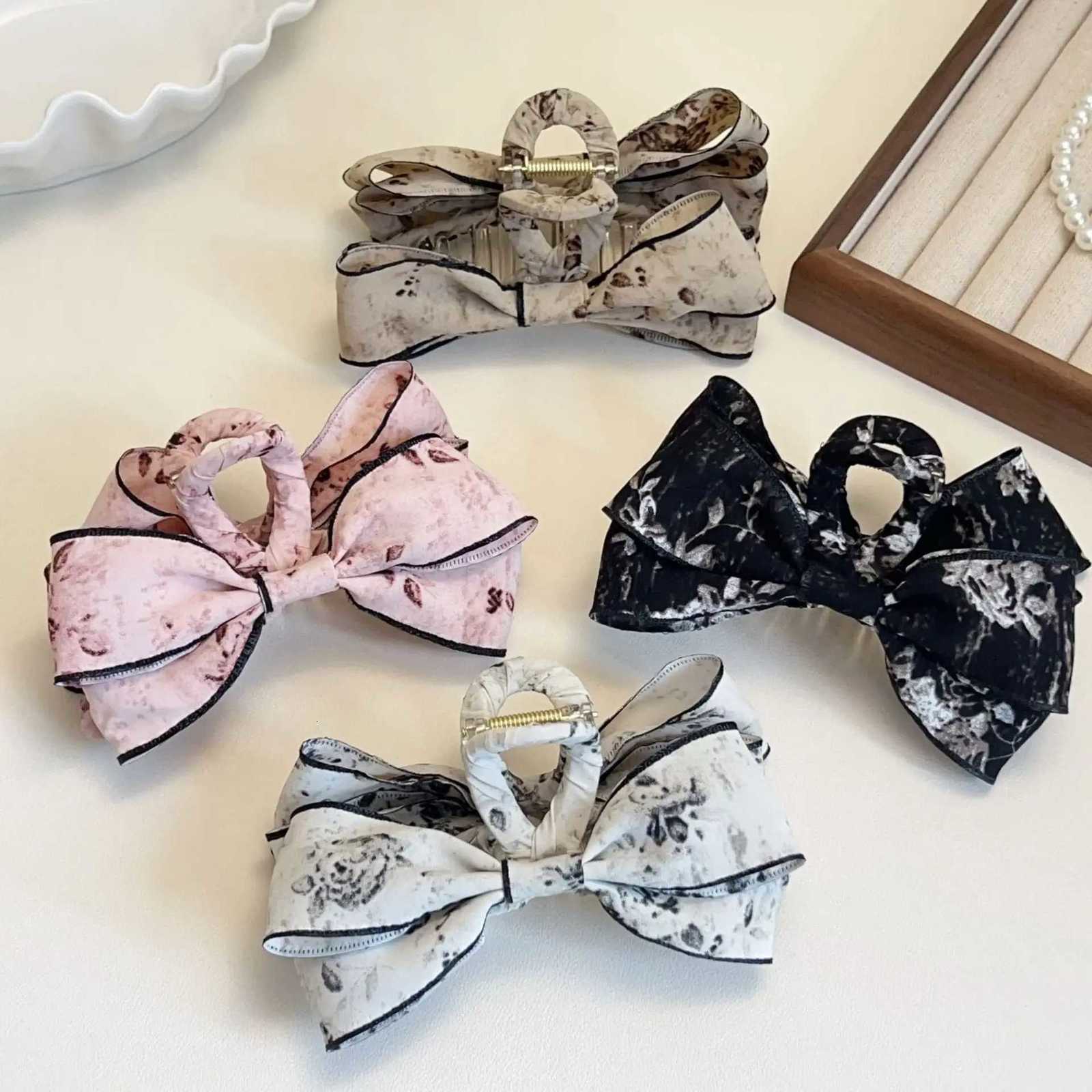 1pc Bow hair clip wens back of the new heaear clip cute half tie hair clip shark clip large size Y251210