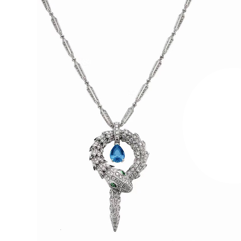 Animal New Style Women's Personality Fashion Gold-Plated Zircon Snake Necklace Long Snake-Shaped Pendant Jewelry Wholesale