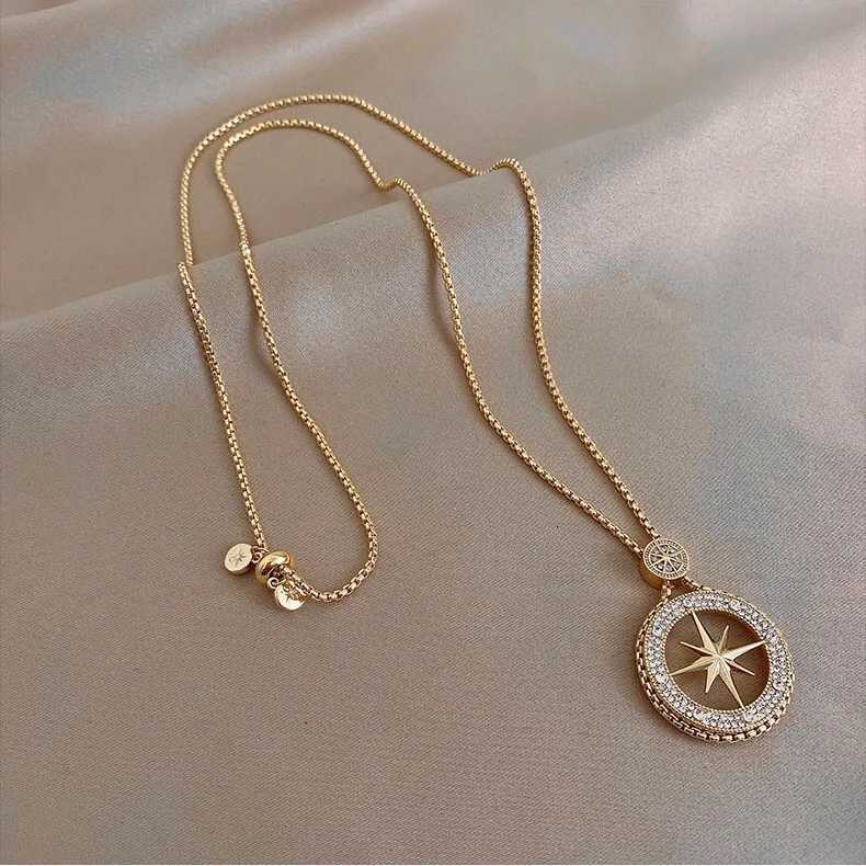Wans Eight-pointed Star Pendant Long Necklace for Wan Gift Fashion Gold Color Sweater Chain Jewelry Y251210