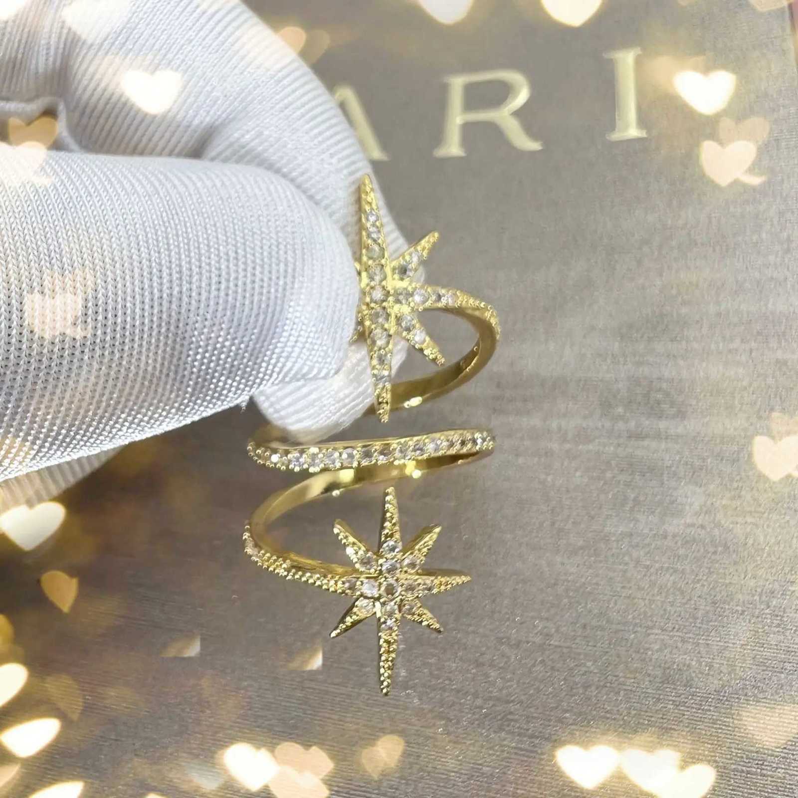 Temperament decprion eight star open ring niche design sense fashion personty index finger ring Y251210