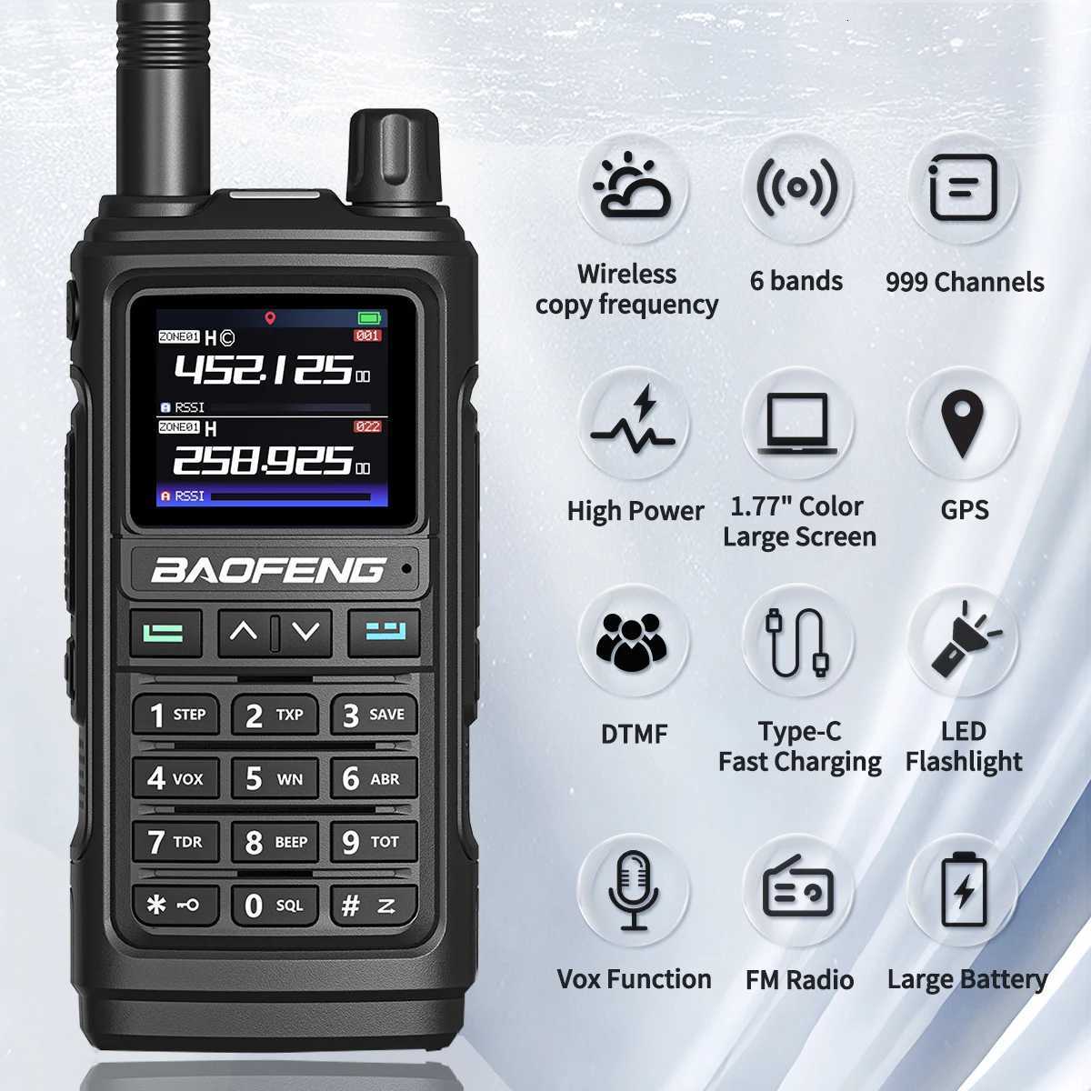 Baofeng UV 17 PRO GPS Air Band Walkie Talkie 999CH Wireless Copy Frequency NOAA Six Bands Amateur Ham Two Way Radio for Hunting M251210