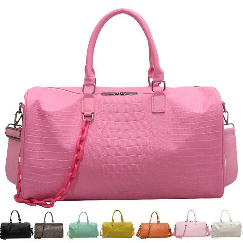 Wen Travel Duffel Handbag Large Capacity Business Candy Color Shoder Bag Waterproof PU Trip Cmuting Gym Crossbody Pack Y251209