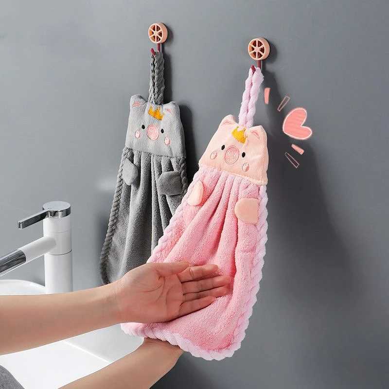 Kitchen Hand Towel Does Not Absorb Water Piggy Hanging Towel Coral Fleece Hanging Small Towel Cute Hand Towel C251210