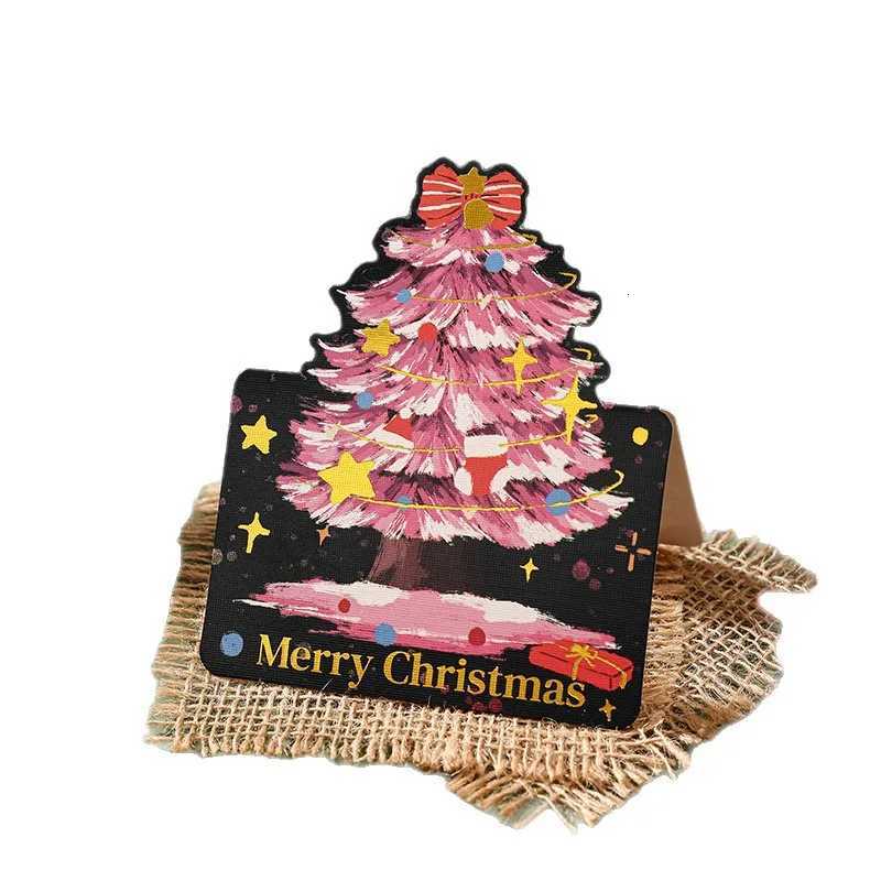 10pcs/set Christmas Tree Greeting Cards with Gold Foil Small Message Cards for Flower Shops Bakeries Perfect Gift Notes Festive H251210