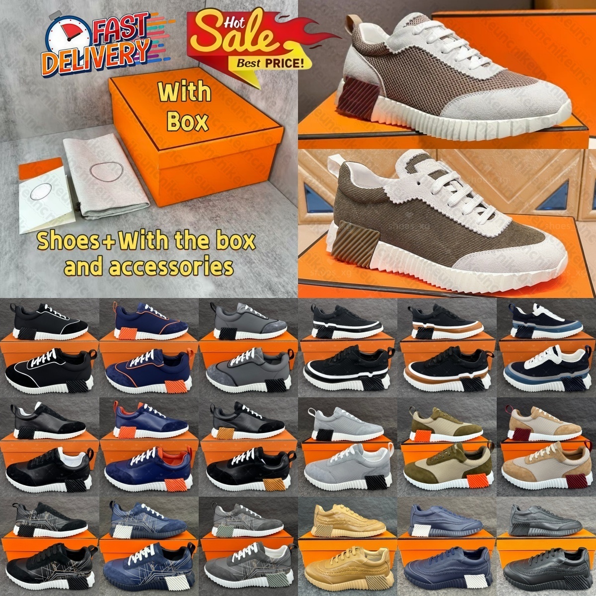 2026 bouncing comfortable designer suede casual shoes trainer breathable mesh running shoe men bounce women sneaker nonslip rubber sole flat trainer h word With Box