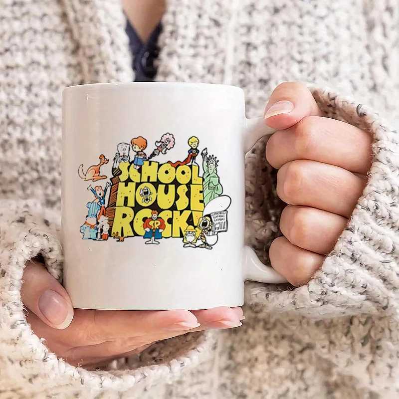 1pc SCHOOLHOUSE ROCK White Ceramic Funny Mug Summer and Winter Drinking Mug Perfect Birthday Christmas and New Year Gift C251210