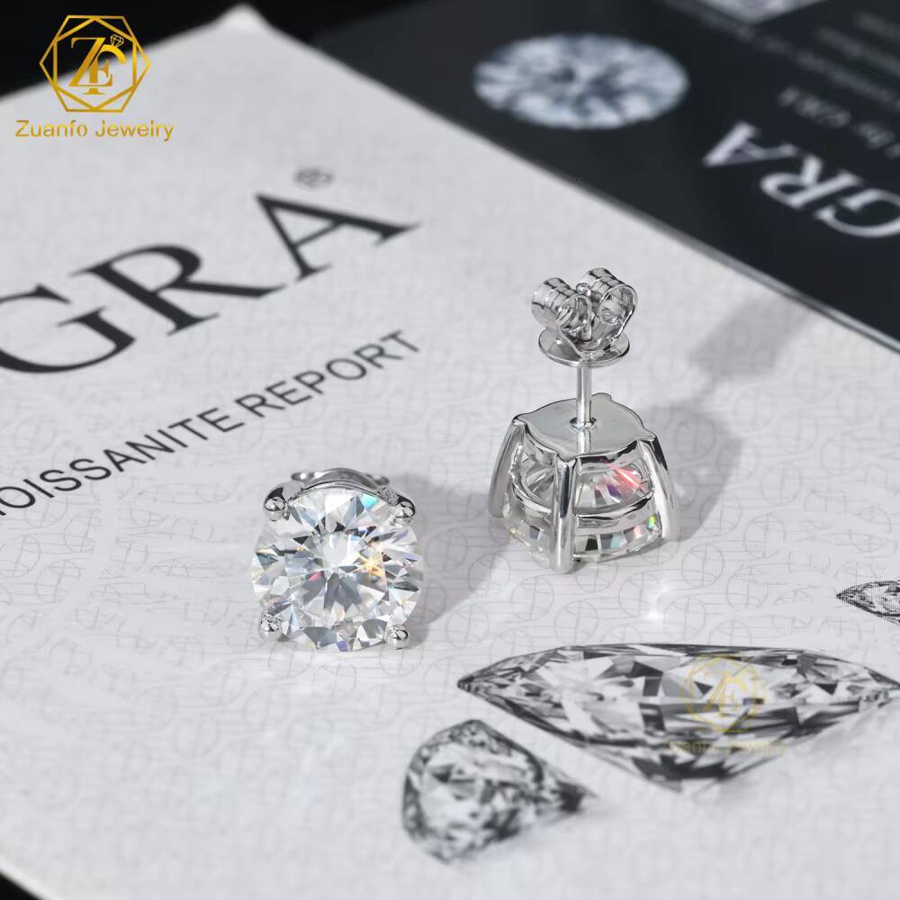 Wholesale Luxury Unisex 4-Prong 10K 14K 18K Solid Gold Brilliant Cut 5mm 65mm 8mm Moissanite Stud Earrings GRA Certified