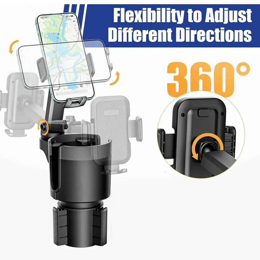 Universal Car Phone Holder Rotating Eable Base 2-in-1 Phone Mount and Cup Holder for Drink Bottles Car Mobile Phone Stand C251210