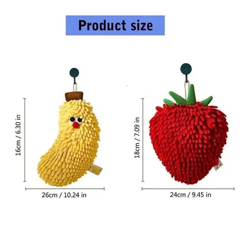 1Pcs Hand Towel For Kitchen And Bathroom Banana/Strawberry Shaped Hanging Washcloth Chenilles Cloths Soft Absorbent Towel C251210