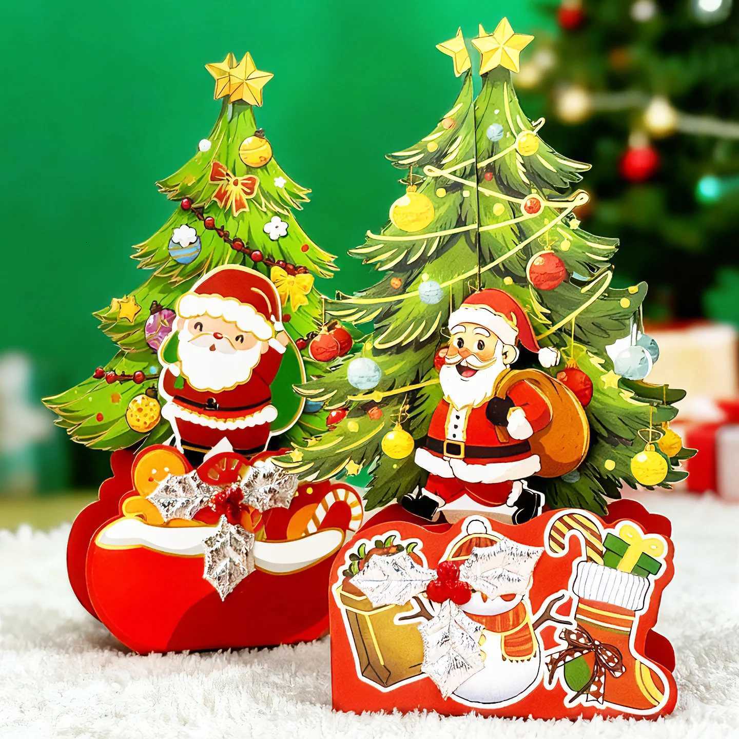 Christmas Card Santa Claus 3D -Up Stand-Up Card Christmas Gift-Giving Greeting Card H251210