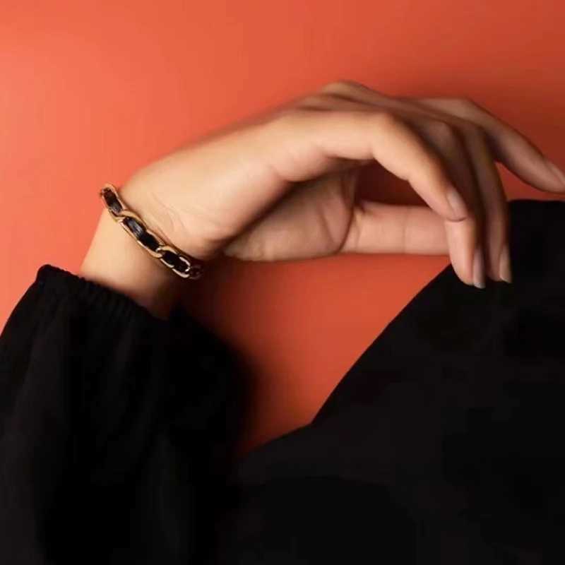 Luxury Weave Leather Chain Necklaces for Wen 18k Gold Plated Stainl Steel Choker Vintage Show Jewelry Z291 Y251210