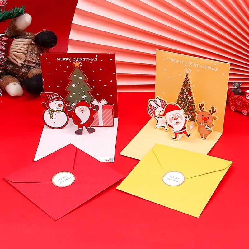 Christmas Card 3D UP Santa Cards Marry Christmas Greeting Cards Xmas Party Invitations Gifts New Year Greeting Card Kid Gift H251210