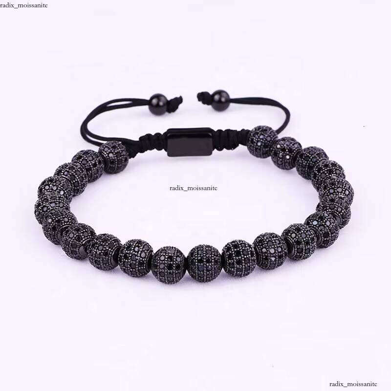 New Design Iced Men's Luxury Bracelet Hip Hop VVS Moissanite Crystal Pave Ball Women's Jewelry Beads Custom Logo Macrame Adjustable B