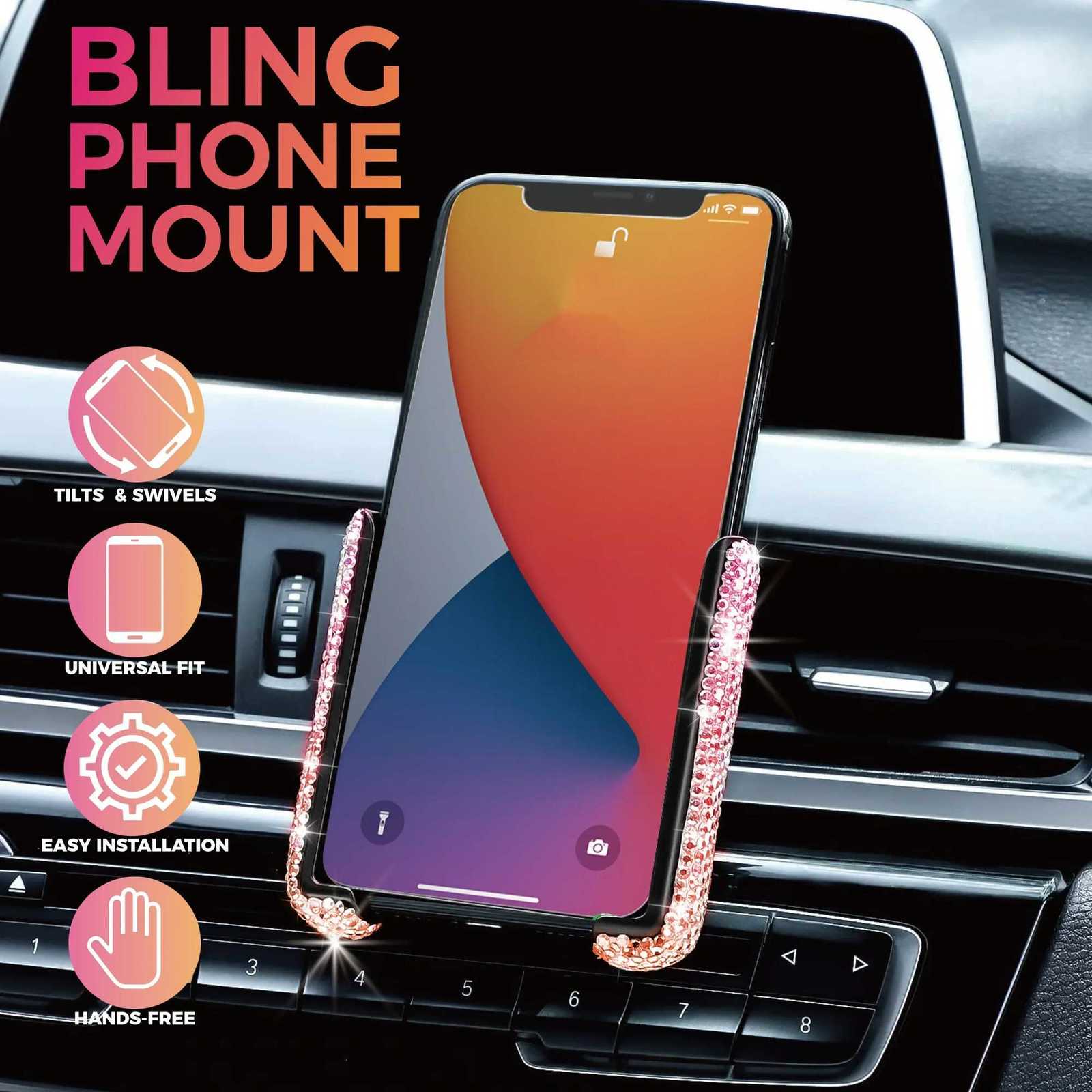 Crystal Car Phone Holder Car Air Vent Mount Clip Mobile Phone Holder Wan Diamond Auto Phone Bracket Interior Accessories Amagi C251210
