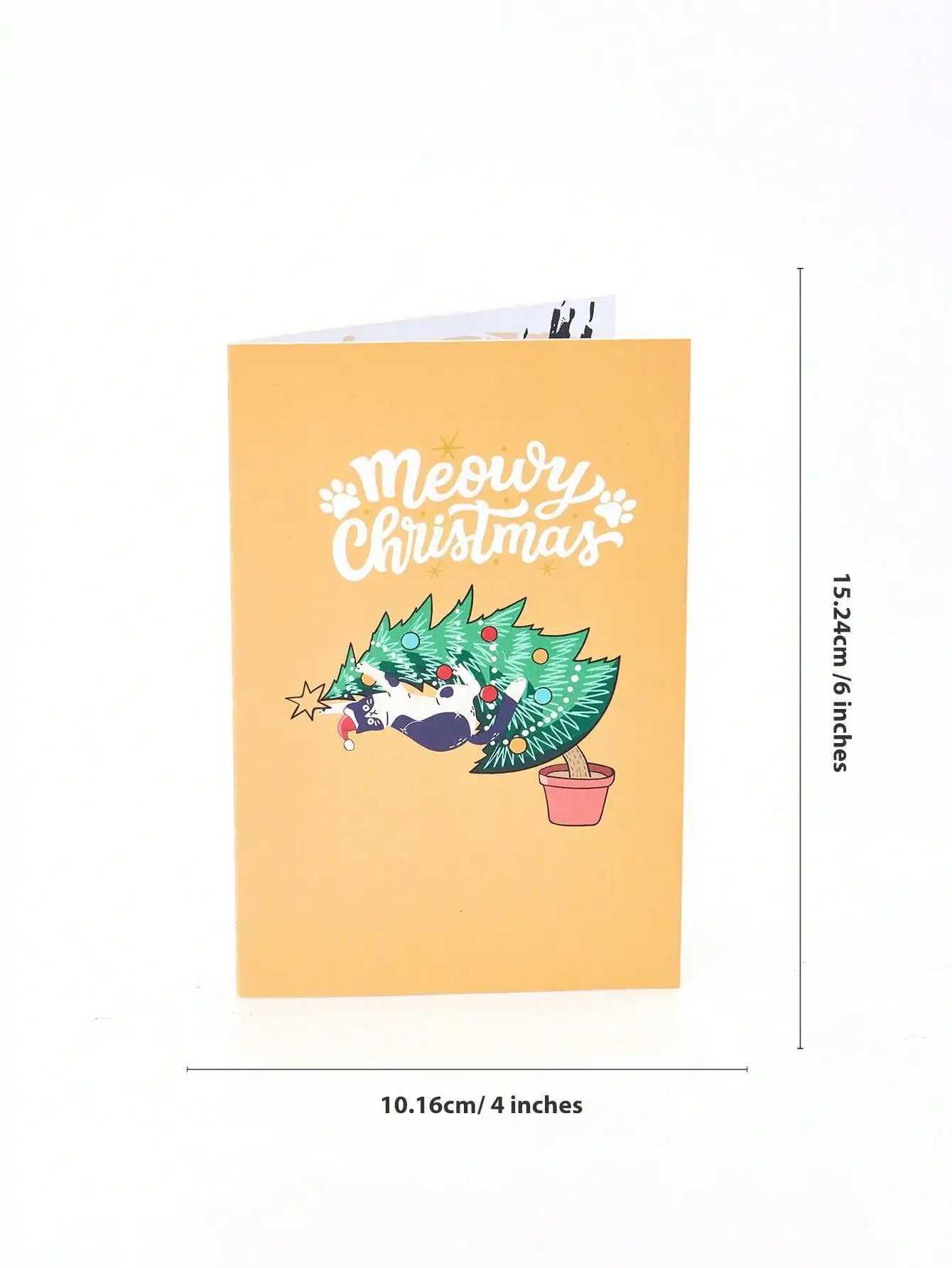 Christmas Greeting Card with Kitten Tree -Up Design H251210