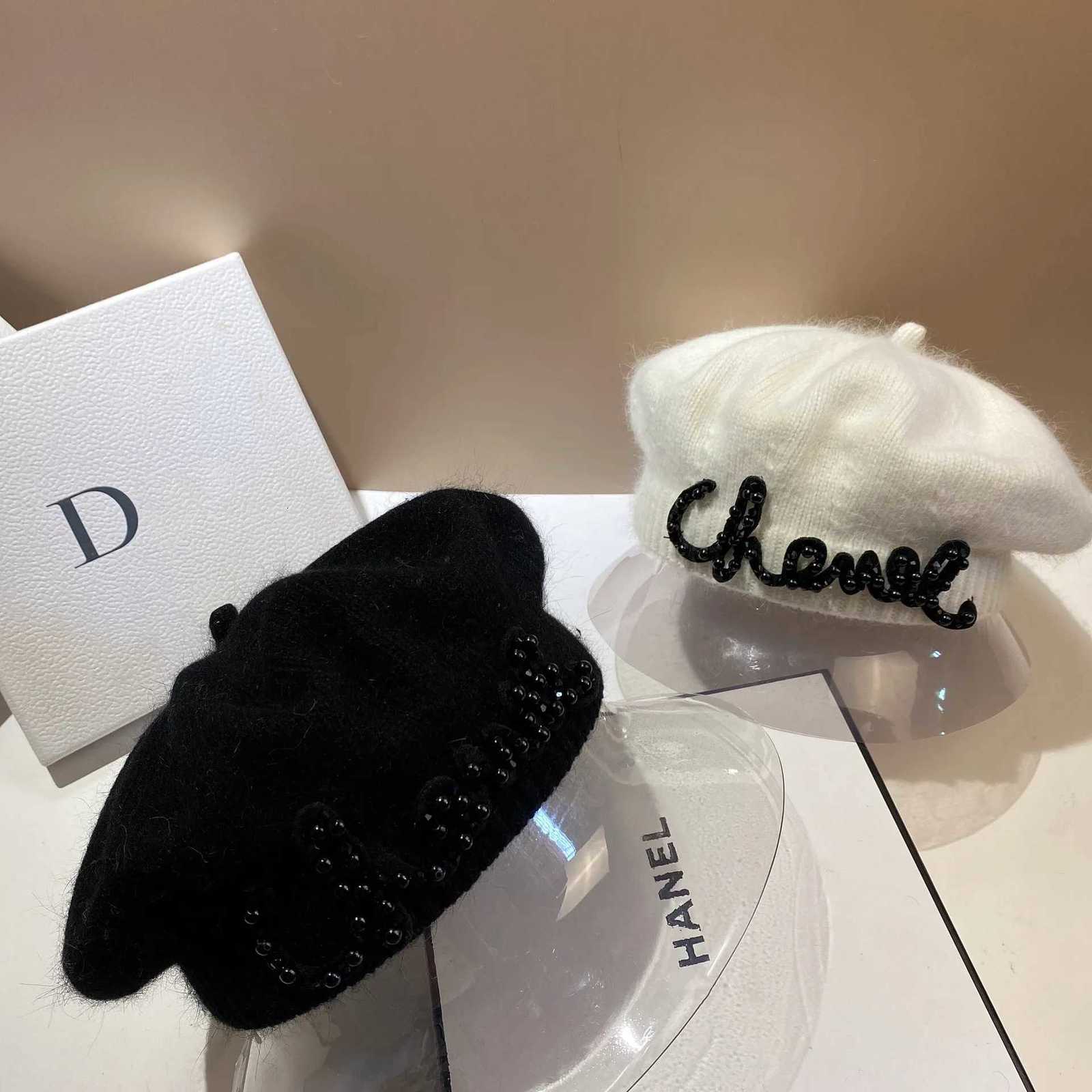 New Pearl-Lette Rabbit Fur Beanie Fall/Winter New Style Warm Fuzzy Knit Painters Beret With Tren Octagonal Design Y251210