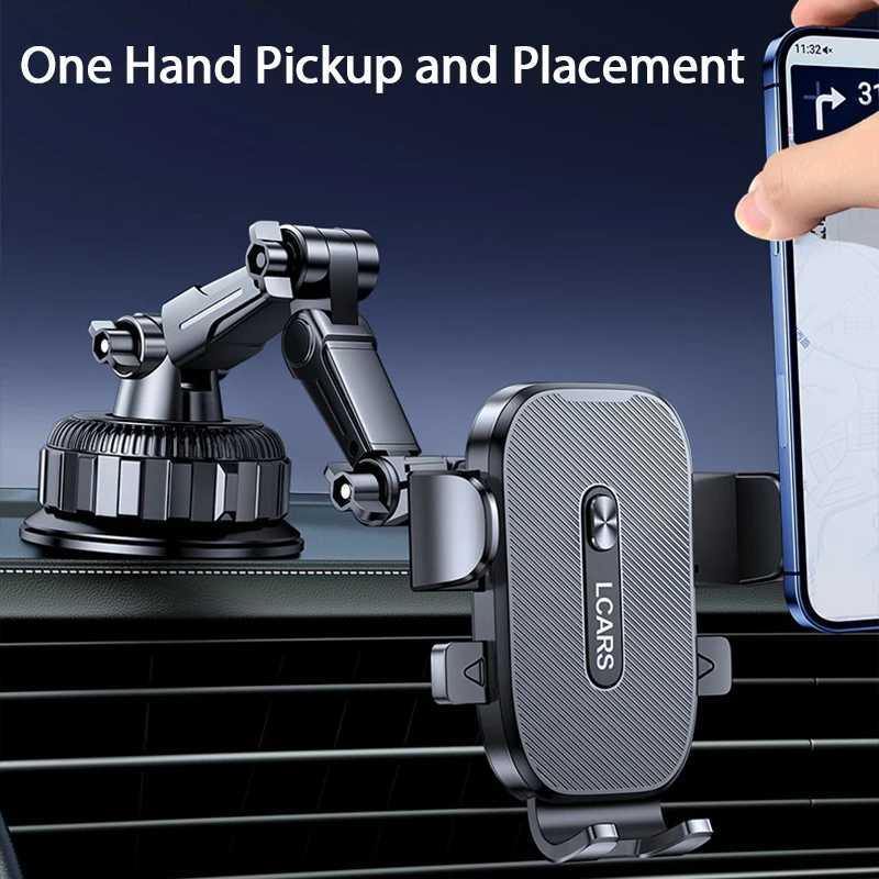 Universal Adjustable Vehicle Mobile Phone Holder with Sturdy Suction Cup Base 360Rotation Dashboard Mount for Car Van Anti Shake C251210