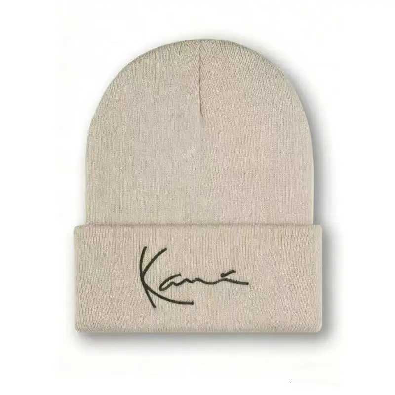 Luxury Karl Kani Retro Letter Embroidered Knitted Hat for Men and Women Acrylic Double Layer Autumn/Winter Warmth Hooded Knitted Hat Y251209