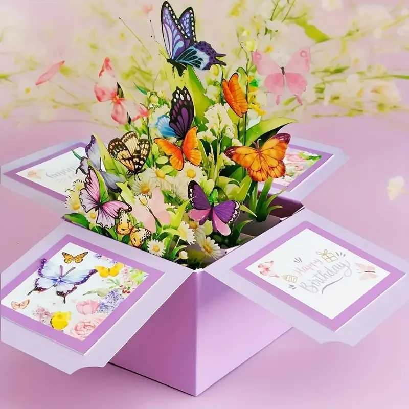 1pc 3D -Up Birthday Greeting Card - Floral and Design for Any Recipient Handwritten Note FeaturePaper Construction H251210
