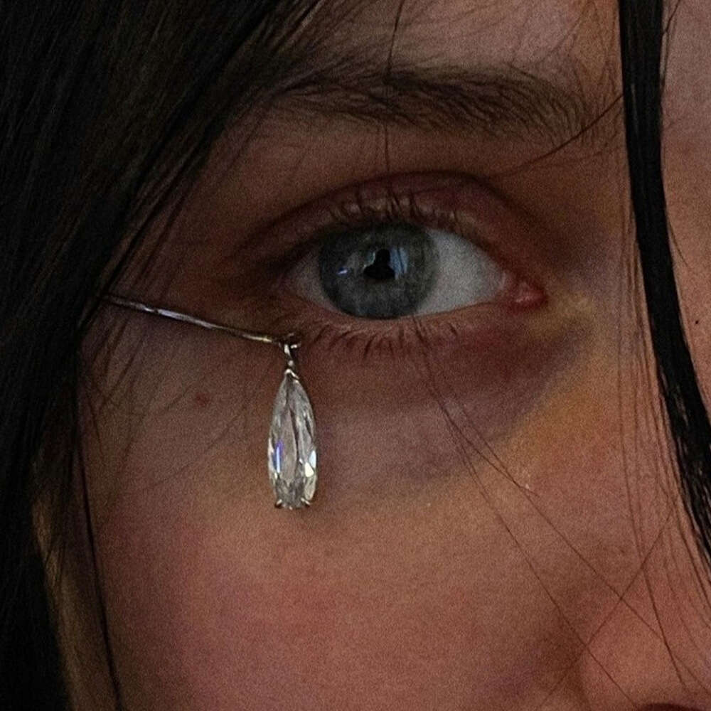 New Water Drop Hooks for Women Simple Personality Niche Design Rhinestone Hanging High-End Feel Ear Jewelry Earrings